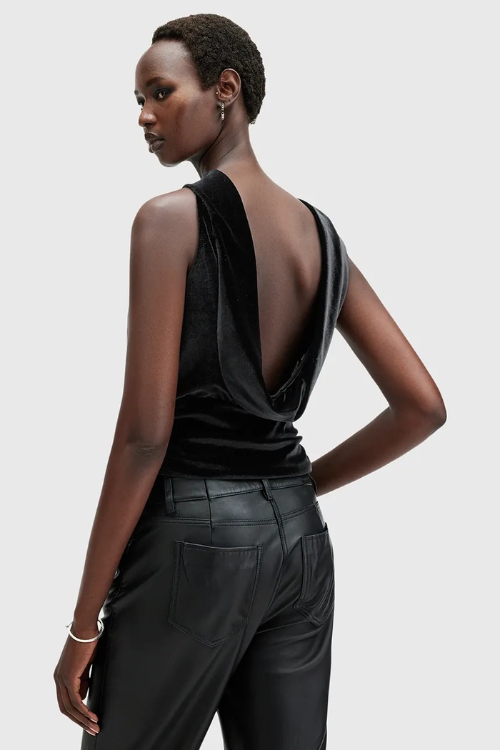 Velurová halenka AllSaints BELLATRIX černá W119PB