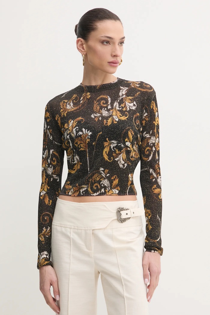 Pulover Versace Jeans Couture okrugli crna 78HAFM21.CMN45