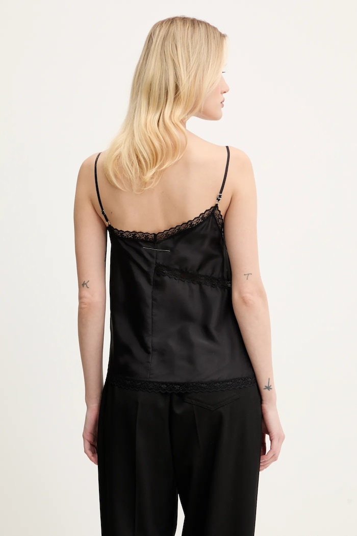 Odzież MM6 Maison Margiela bluzka jedwabna S52NC0344.M35244 czarny