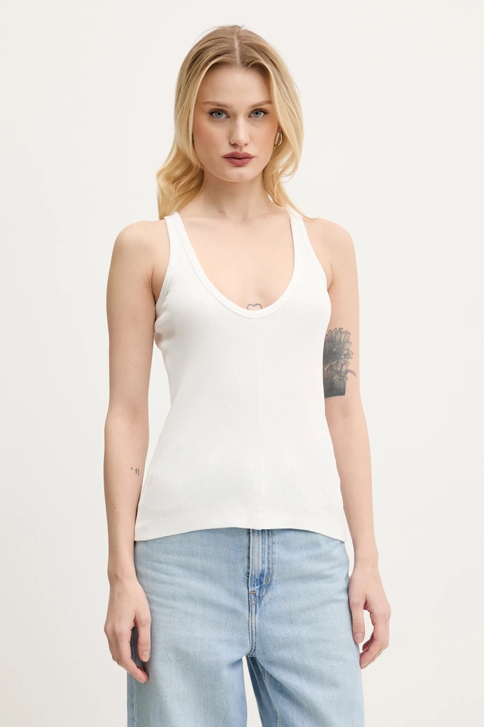 MM6 Maison Margiela tricou din bumbac S52NL0070.M20054 alb SS25
