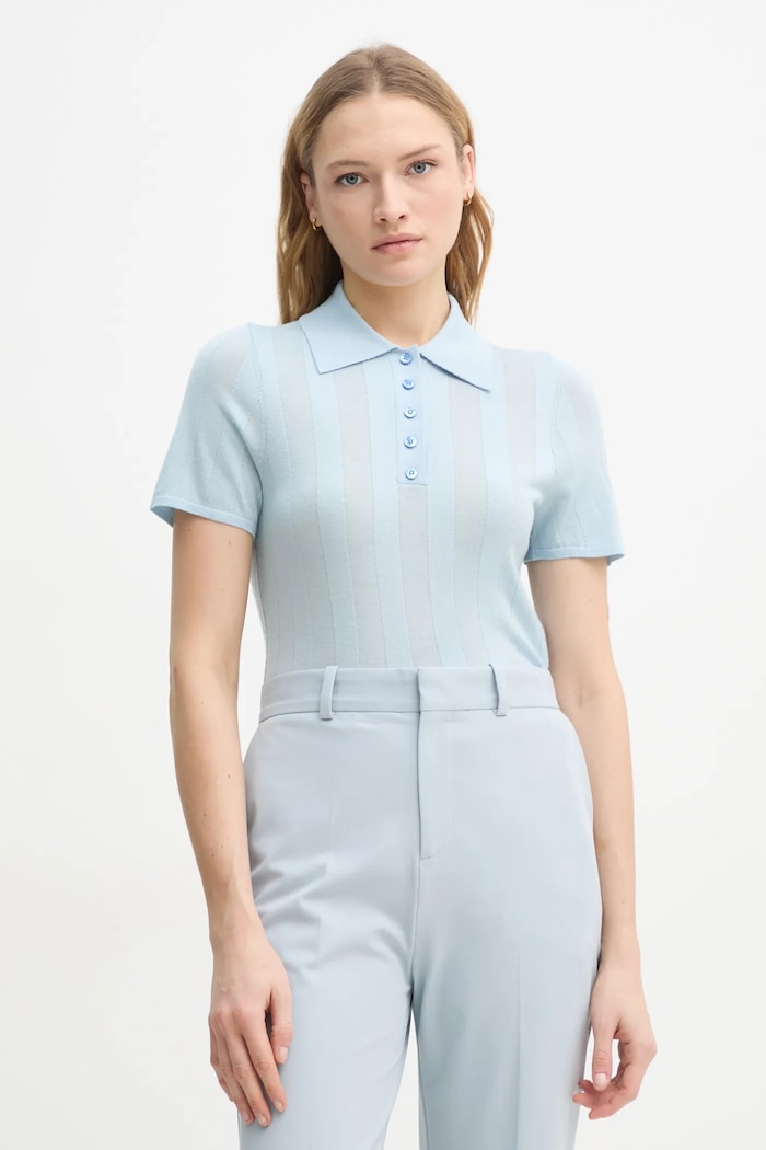 Vlněné polo tričko AERON TOSCA hladký modrá TO556560