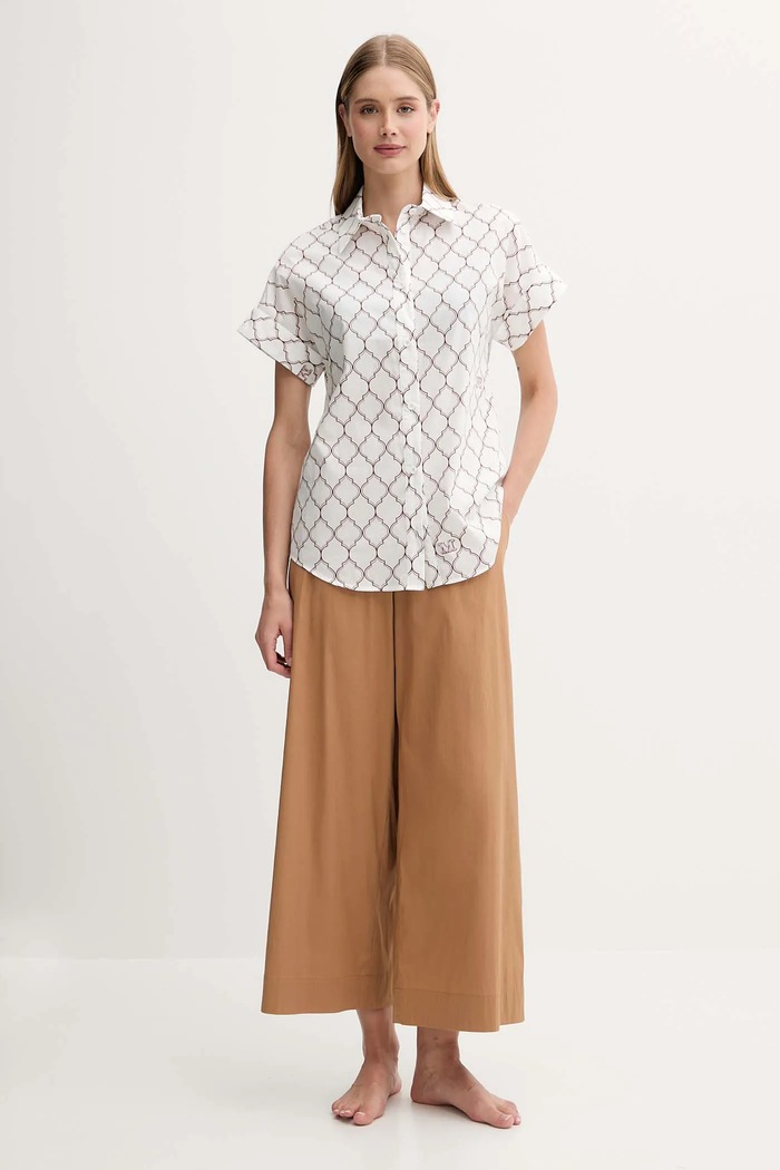 Max Mara Beachwear koszula bawełniana 2516111029600 biały SS25