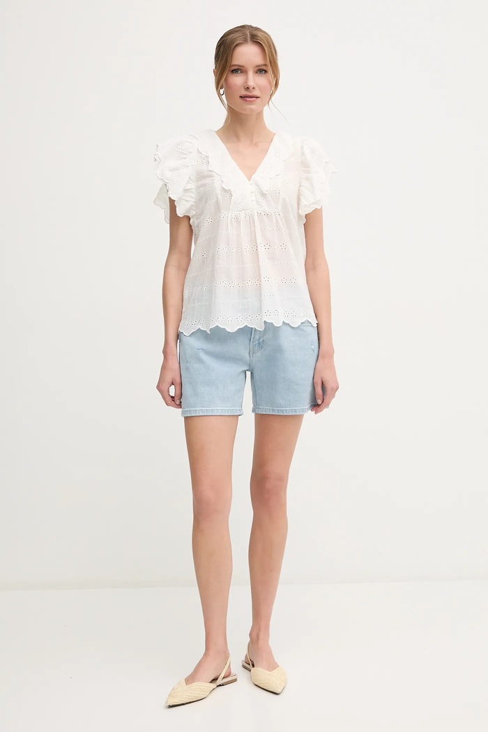 Pepe Jeans blúz pamutból DAME PL305023 fehér SS25