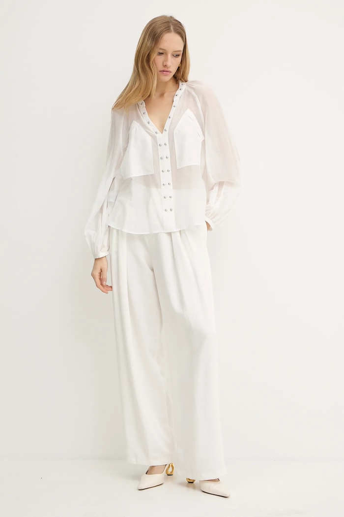 Pinko Bluzka z domieszką jedwabiu 105281.A2M7 biały SS25