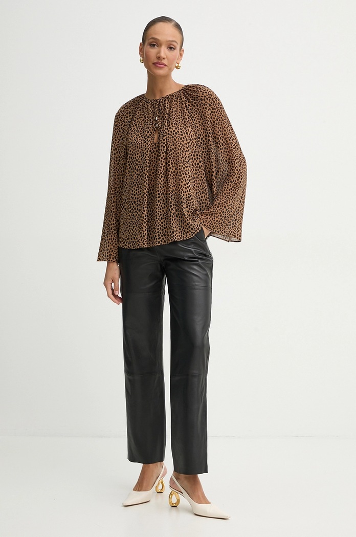 Blúzka MICHAEL Michael Kors MR540R0GRY hnedá SS25