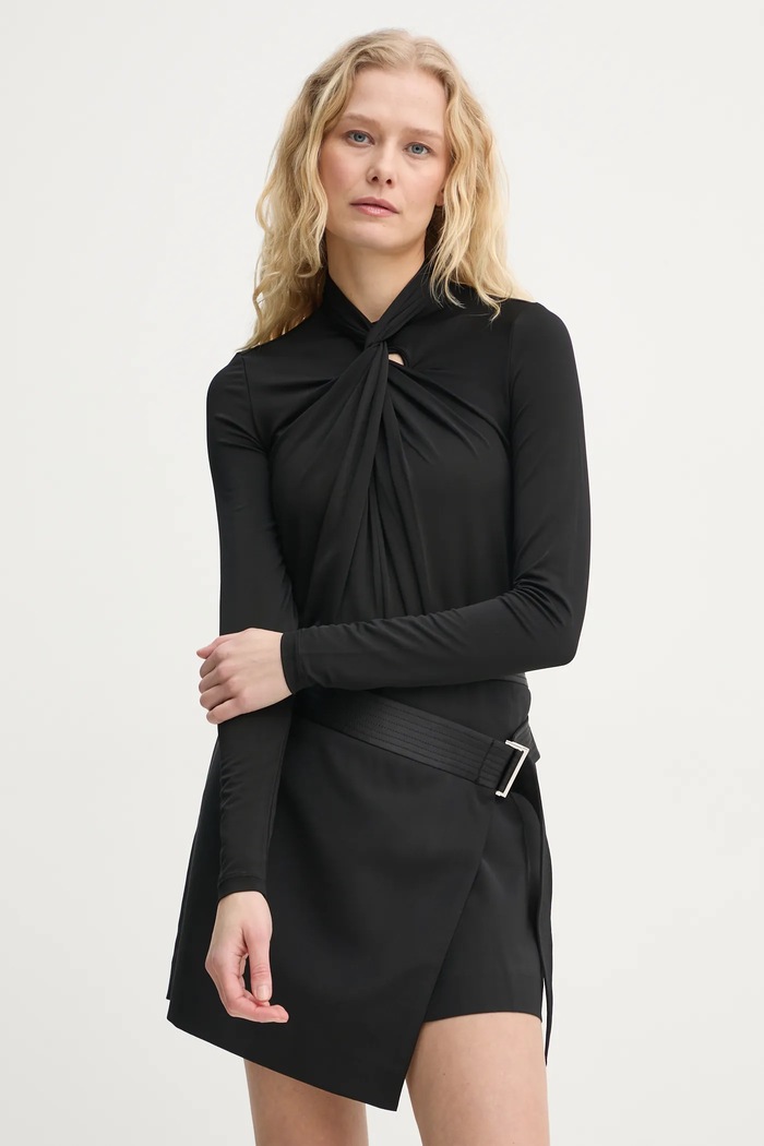 Bluza AllSaints MINA bez uzorka crna W071PB