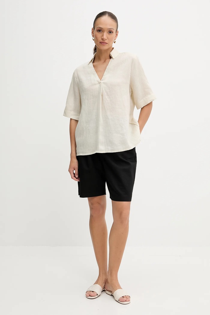 Λευκή μπλούζα United Colors of Benetton 5BMLDQ0B6 μπεζ SS25