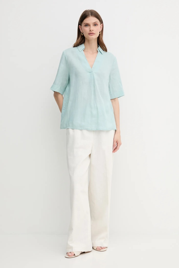 Λευκή μπλούζα United Colors of Benetton 5BMLDQ0B6 τιρκουάζ SS25