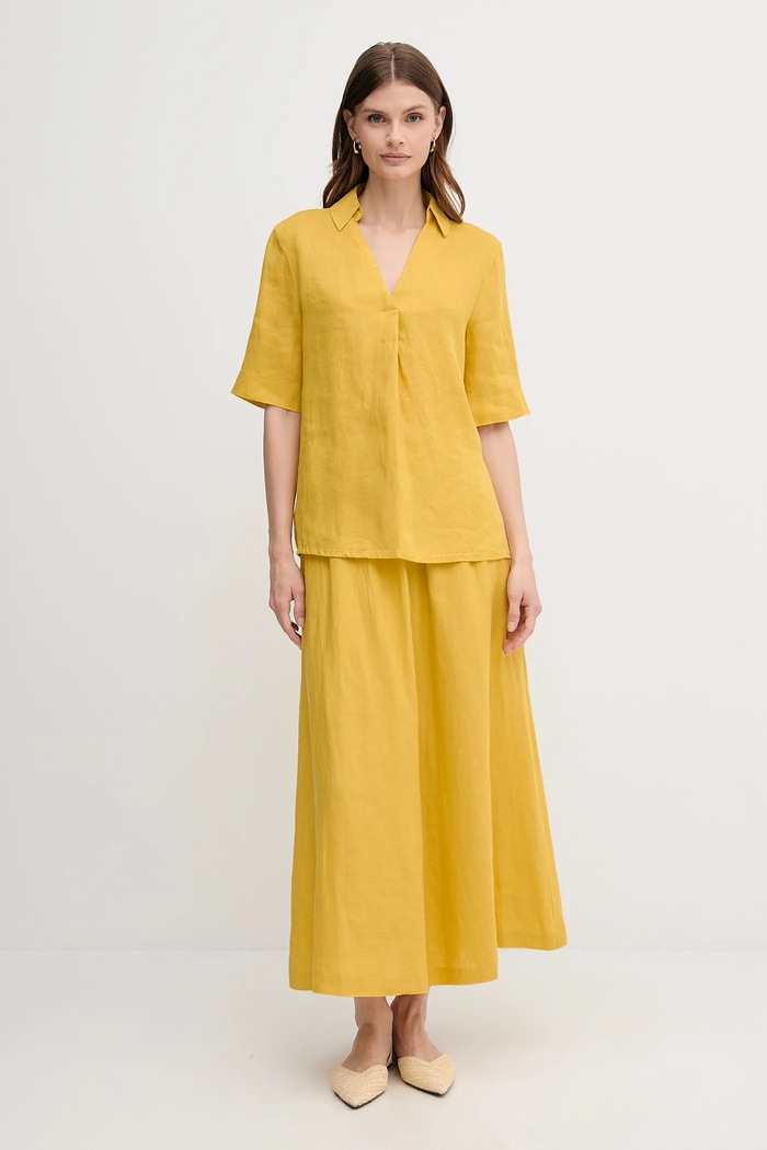 Λευκή μπλούζα United Colors of Benetton 5BMLDQ0B6 κίτρινο SS25