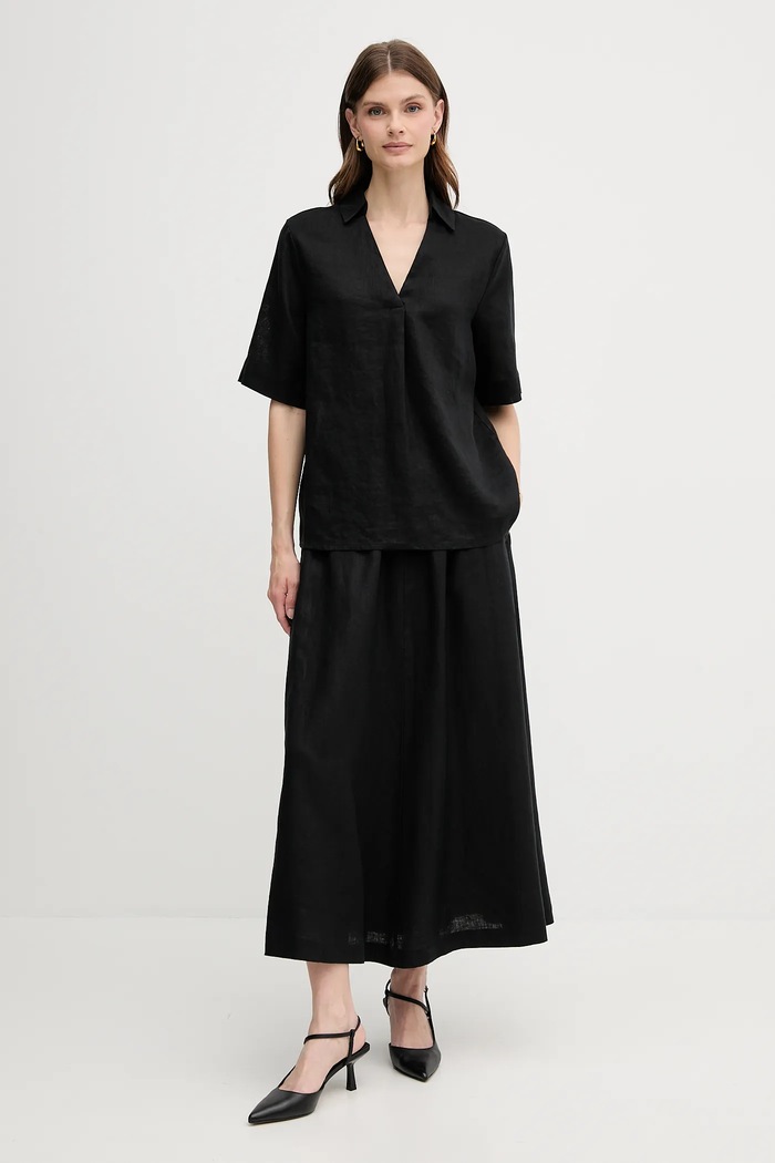 Ленена блуза United Colors of Benetton 5BMLDQ0B6 черен SS25