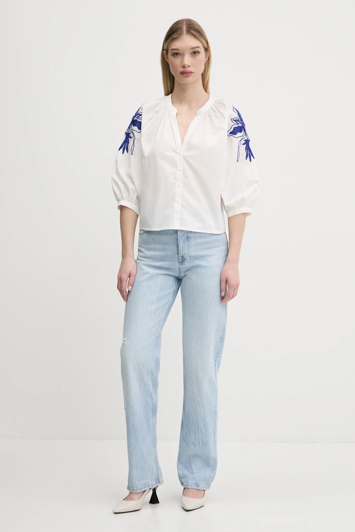Bavlnená košeľa Desigual CRATOS 25SWBW03 biela SS25