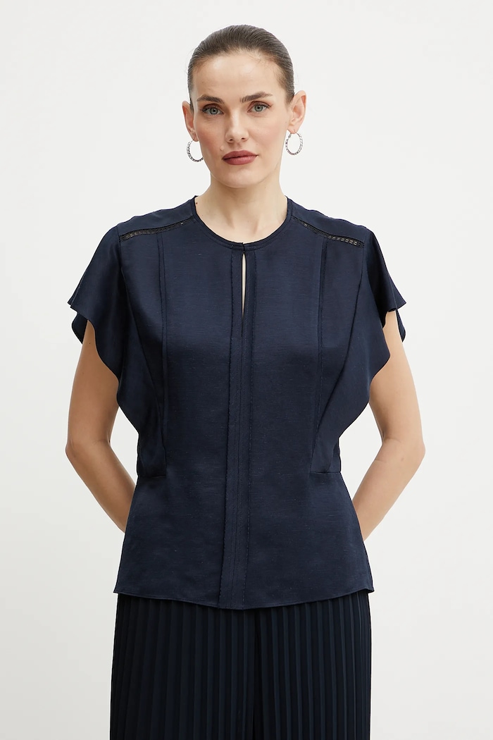 BOSS bluză uni bleumarin 50540635