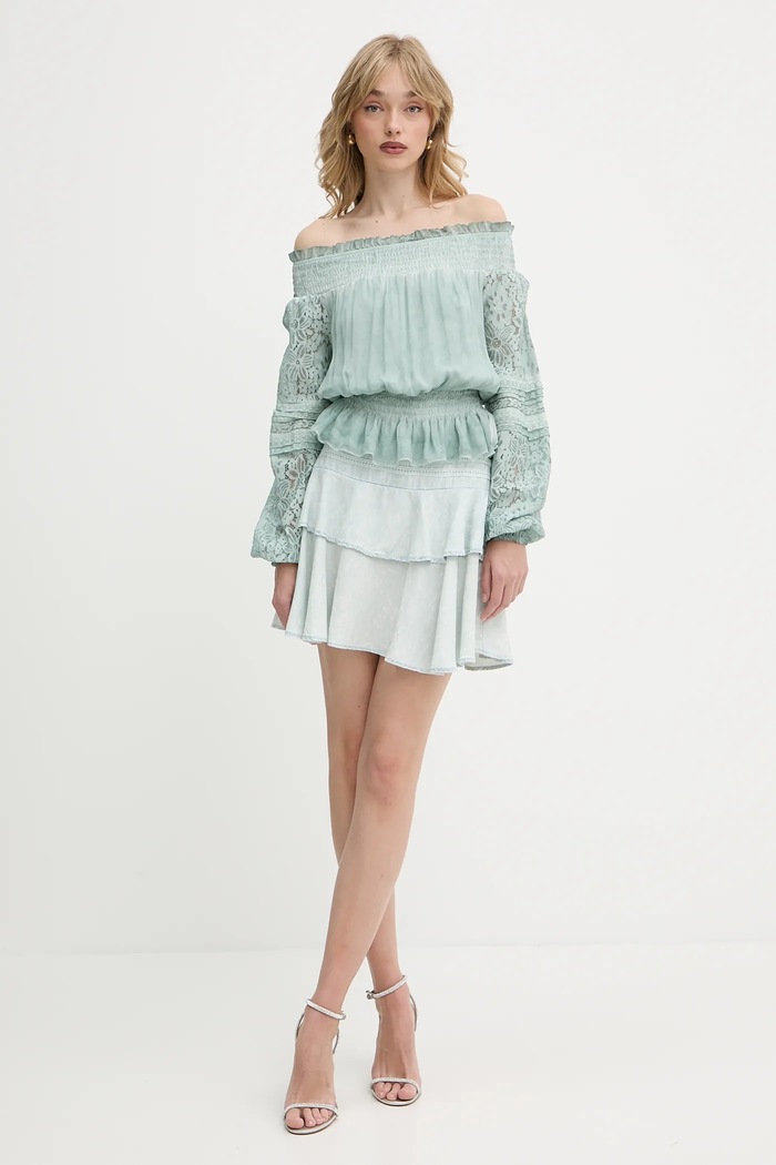 Halenka s příměsí hedvábí Guess AUDREY W5GH0S.WE550 tyrkysová SS25
