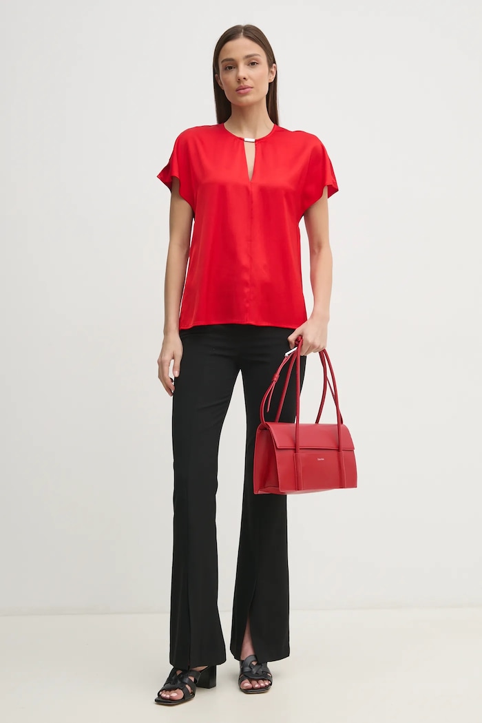 Calvin Klein bluzka K20K208191 czerwony SS25