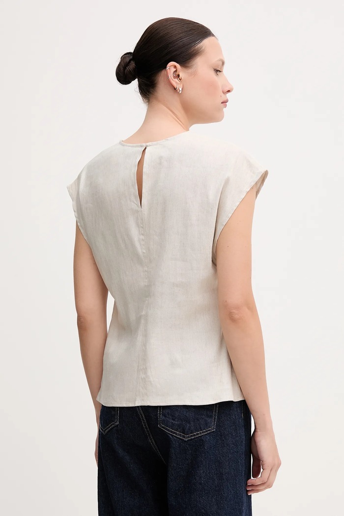 Oblečenie Ľanová blúzka Calvin Klein LV044B120G béžová