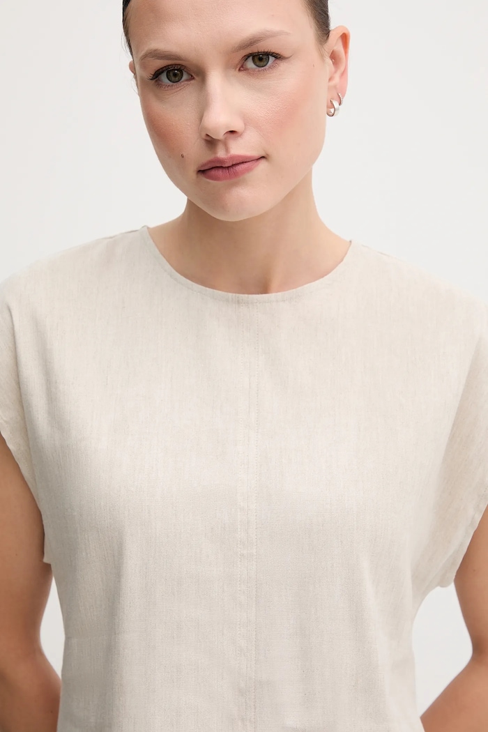 Ľanová blúzka Calvin Klein béžová LV044B120G