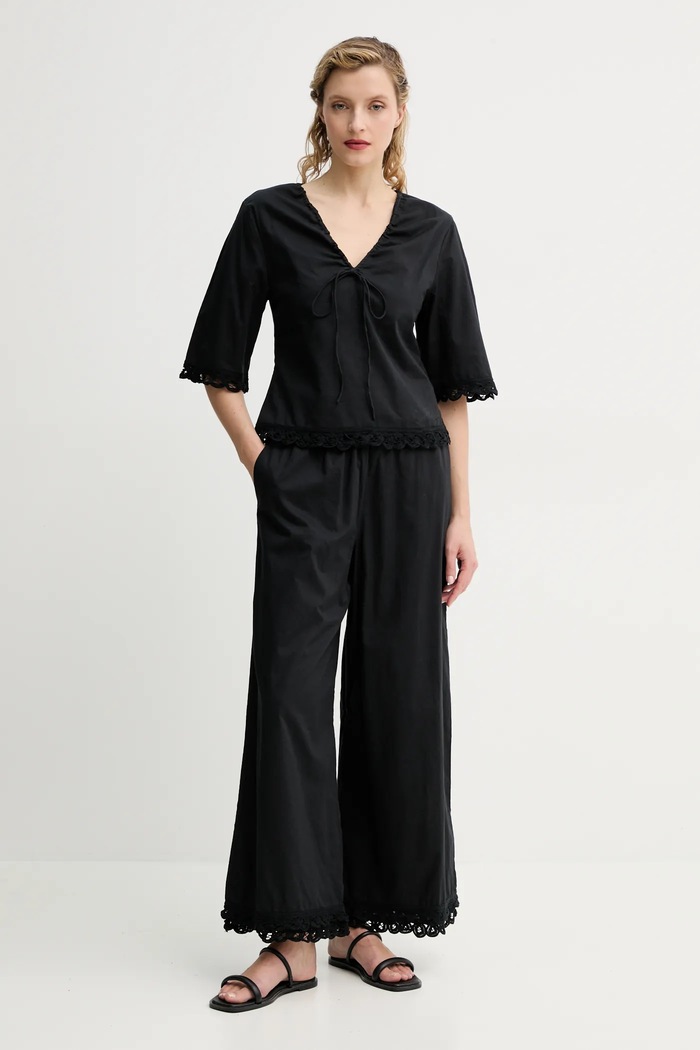 Bavlnená blúzka By Malene Birger ULRIKKE 103050 čierna SS25