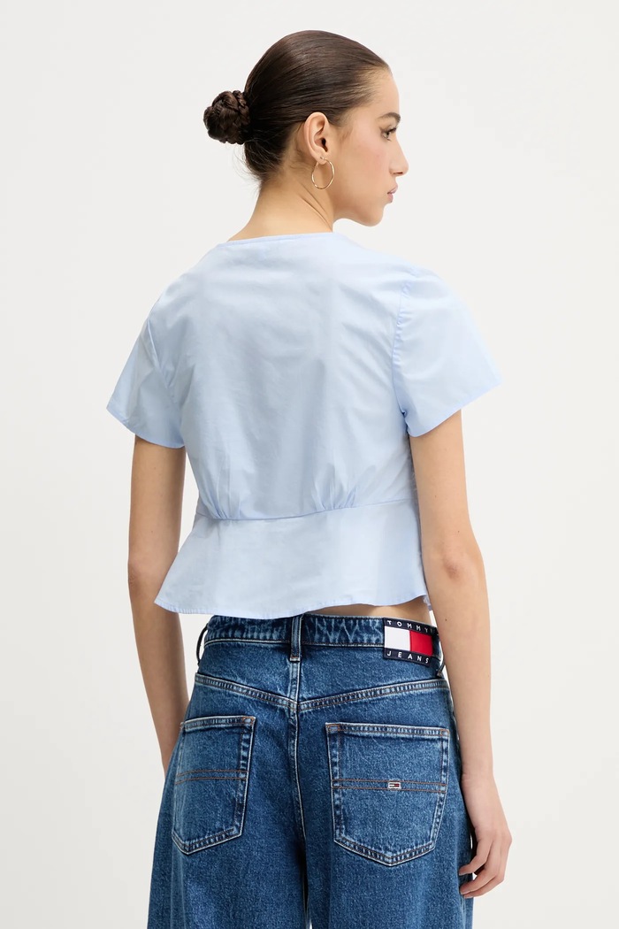 Ruházat Tommy Jeans pamut ing DW0DW21352 kék