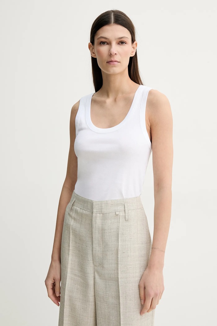 Herskind top din bumbac Sandra uni alb 5581152