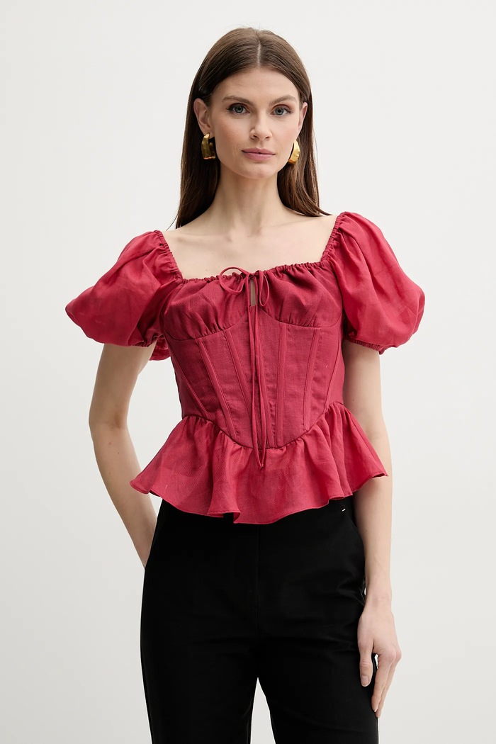 Bardot bluză ESRA legat rosu 59889TB