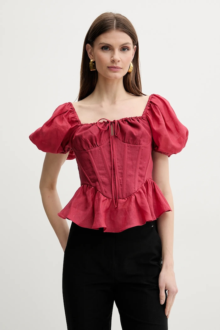 Bardot bluză ESRA legat rosu 59889TB