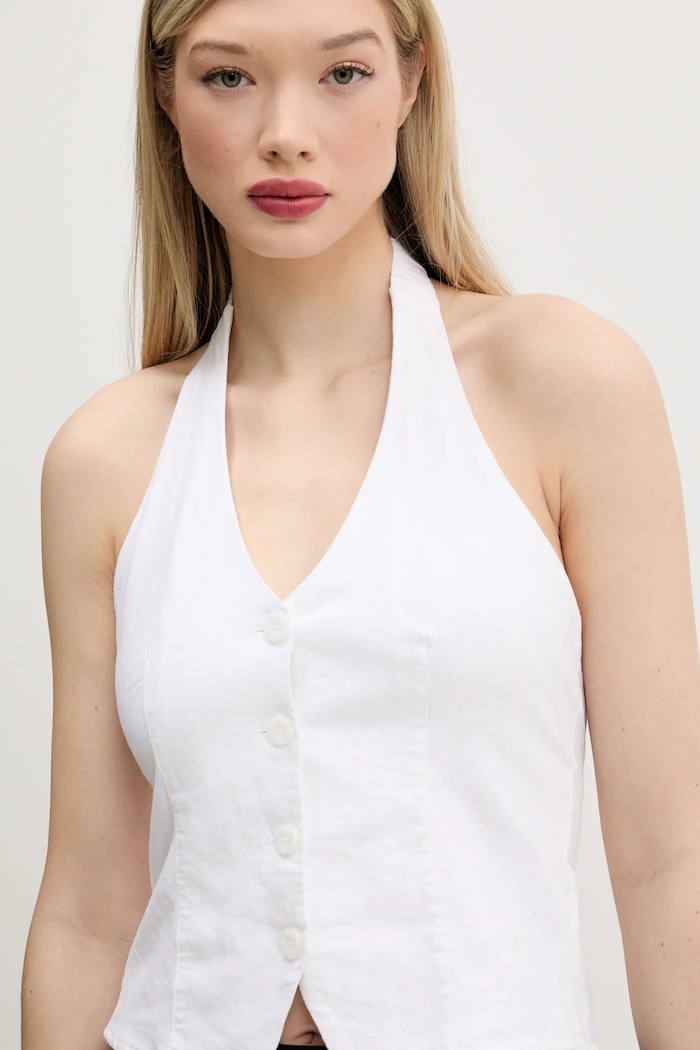 Ľanová vesta Hollister Co. biela KI340.5071.100