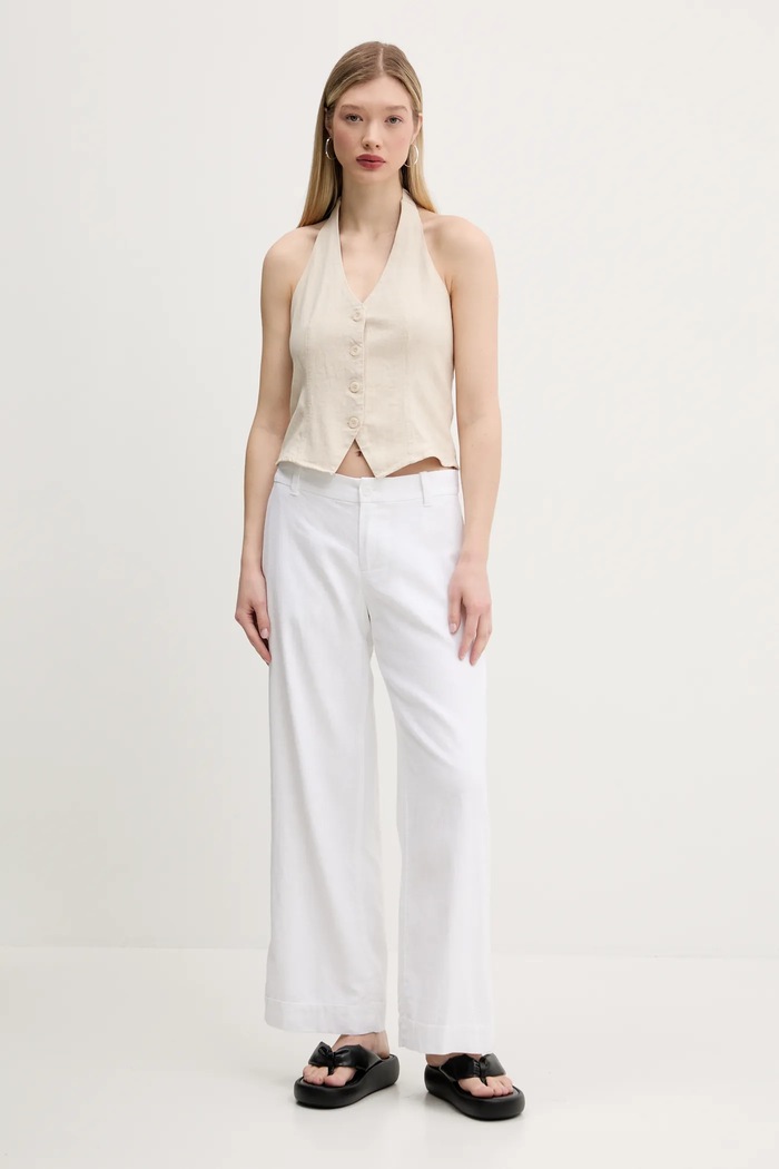 Ľanová vesta Hollister Co. KI340.5071.400 béžová SS25