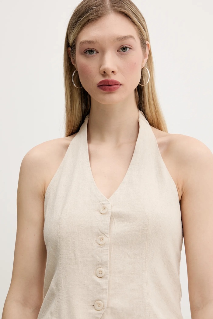 Ľanová vesta Hollister Co. béžová KI340.5071.400