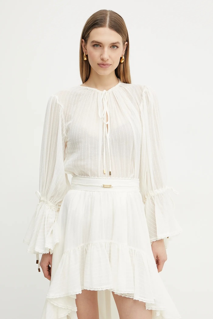 Bavlněná halenka Marciano by Guess ELSA hladký béžová 5GGH33.7317A