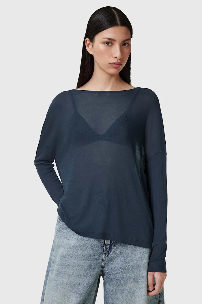 AllSaints bluzka FRANCECSO casual niebieski W165JB