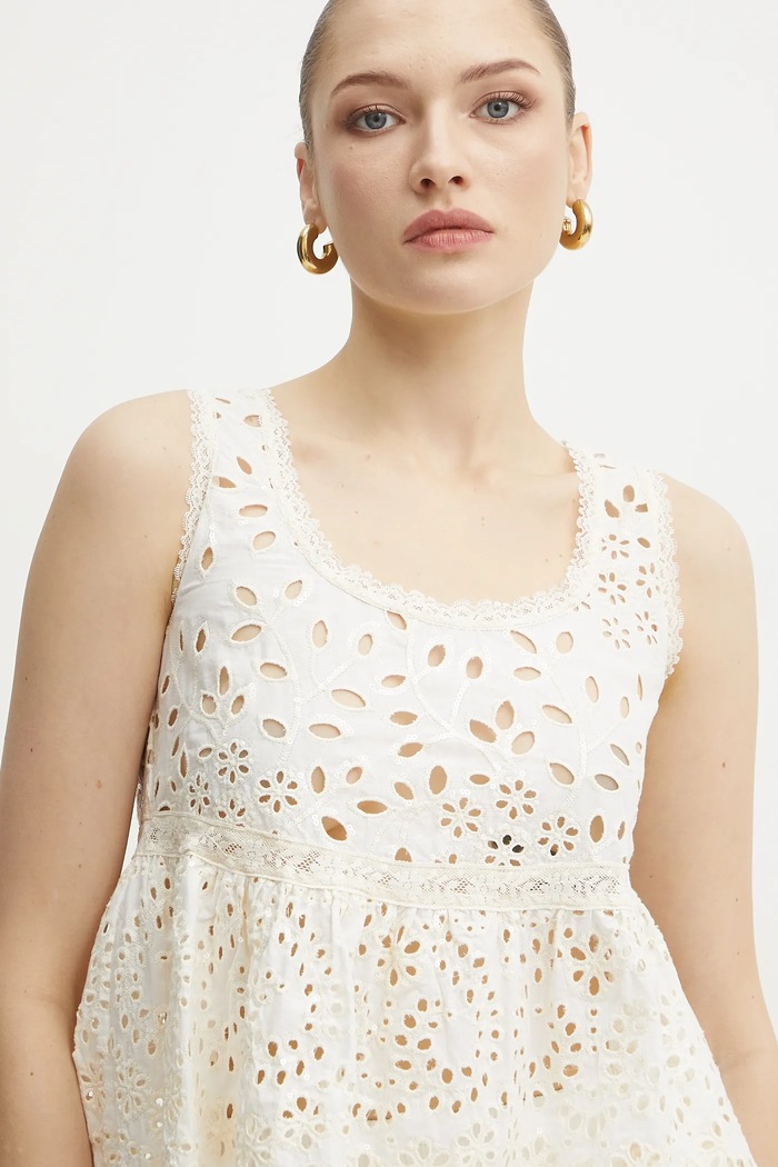 Bavlněný top Ermanno Firenze béžová 56TL001EN3