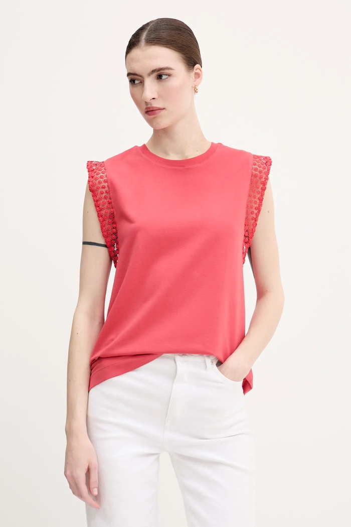 Top United Colors of Benetton nášivka růžová 3IFVD10AC