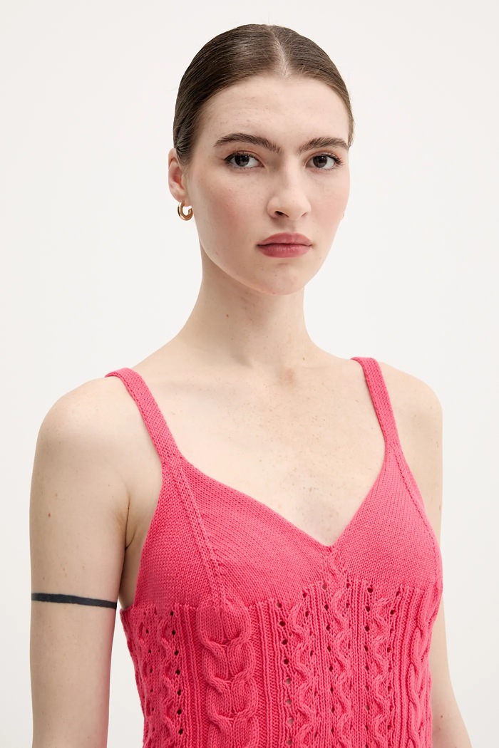 Pamučni top United Colors of Benetton roza 101TDH01B