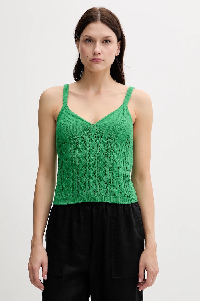 Bavlněný top United Colors of Benetton slim zelená 101TDH01B
