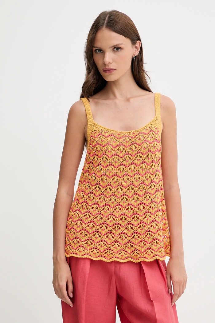 Bavlněný top United Colors of Benetton regular oranžová 1498EH01D