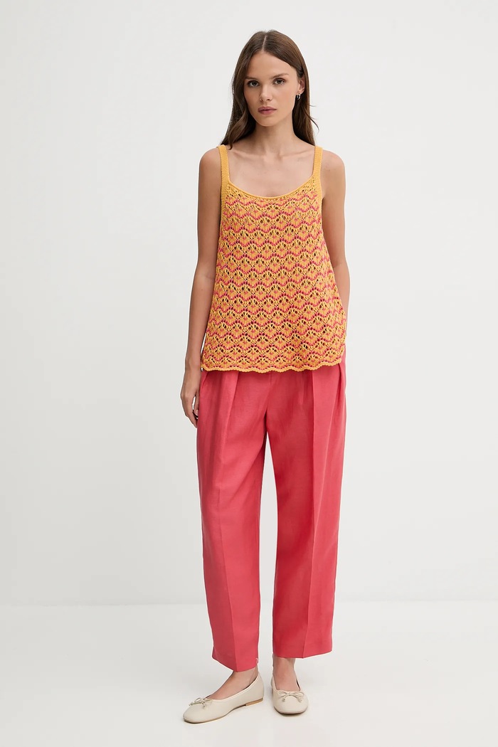 Bavlněný top United Colors of Benetton 1498EH01D oranžová SS25