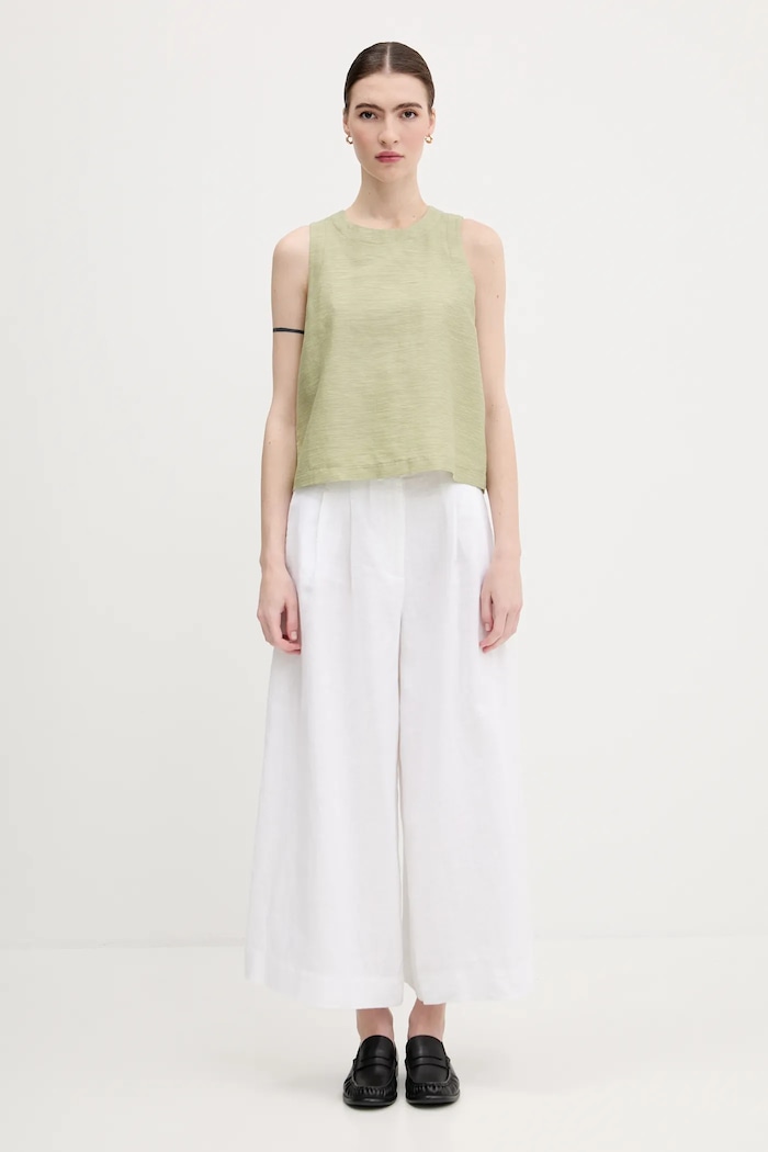 Bluza s dodatkom lana United Colors of Benetton 5YPVDQ0BL zelena SS25