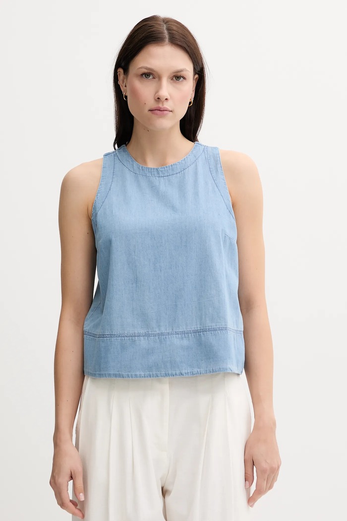 United Colors of Benetton bluzka bawełniana bawełna niebieski 5DHJDH00Q
