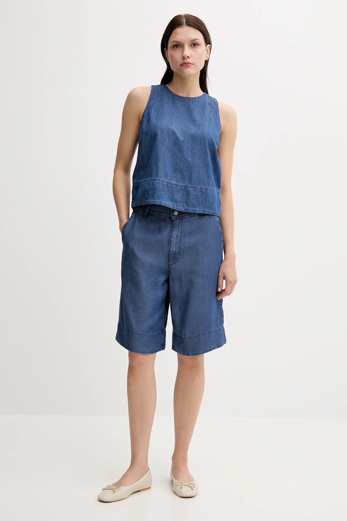 United Colors of Benetton bluză din bumbac 5DHJDH00Q albastru SS25