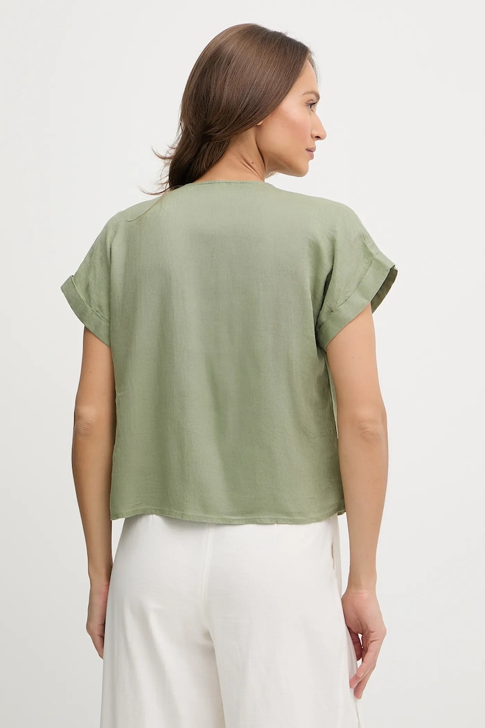 Oblečenie Ľanová blúzka United Colors of Benetton 5BMLDQ0BR zelená
