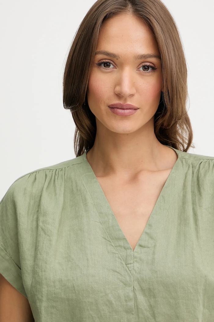 Ľanová blúzka United Colors of Benetton zelená 5BMLDQ0BR