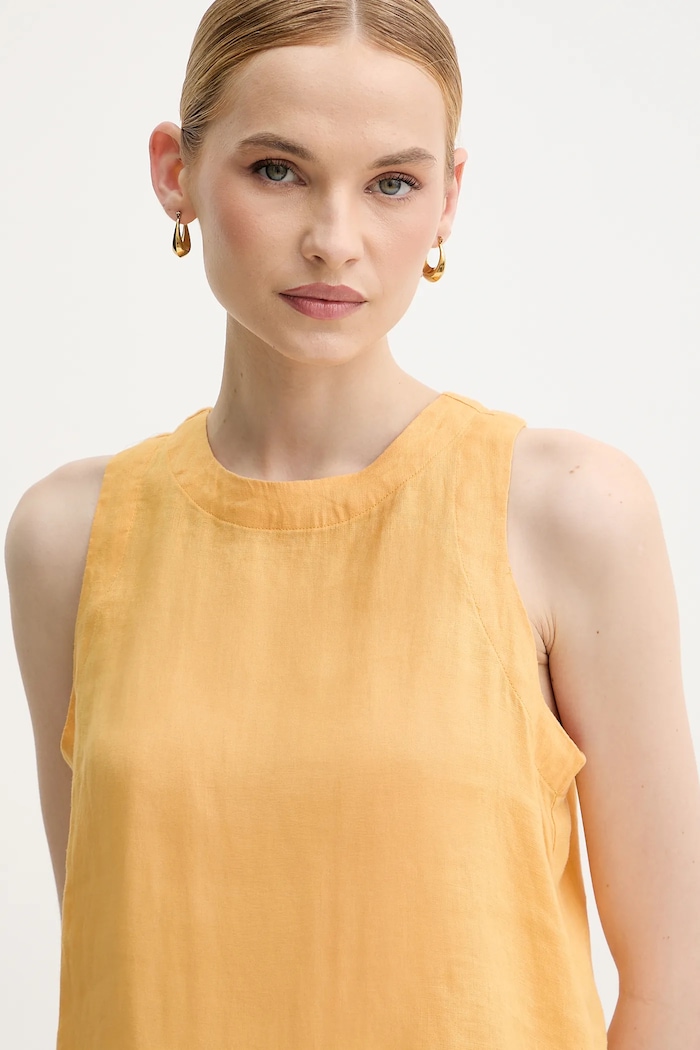 Lanena bluza United Colors of Benetton zlatna 5BMLDQ0BU