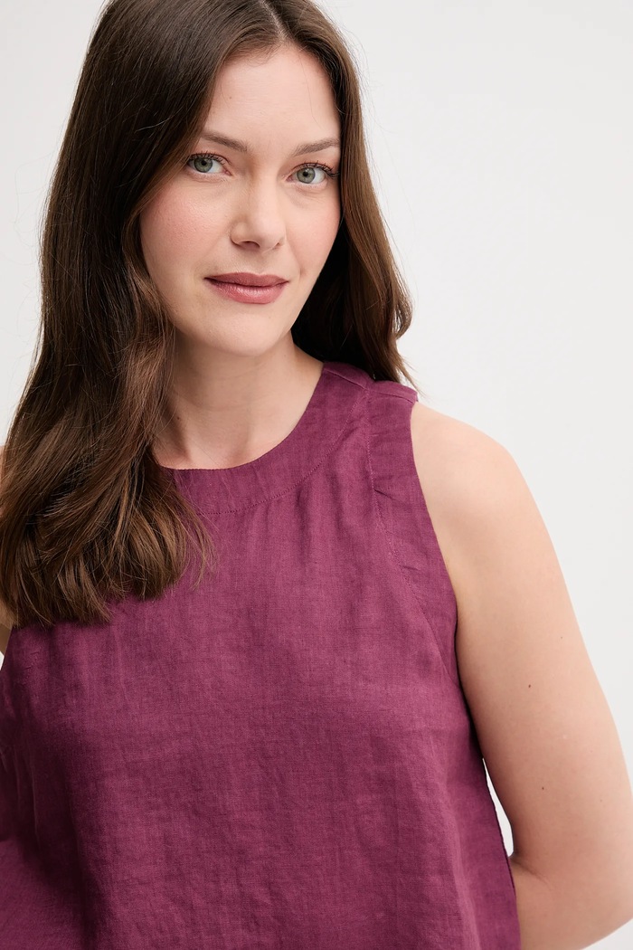 United Colors of Benetton bluzka lniana fioletowy 5BMLDQ0BU