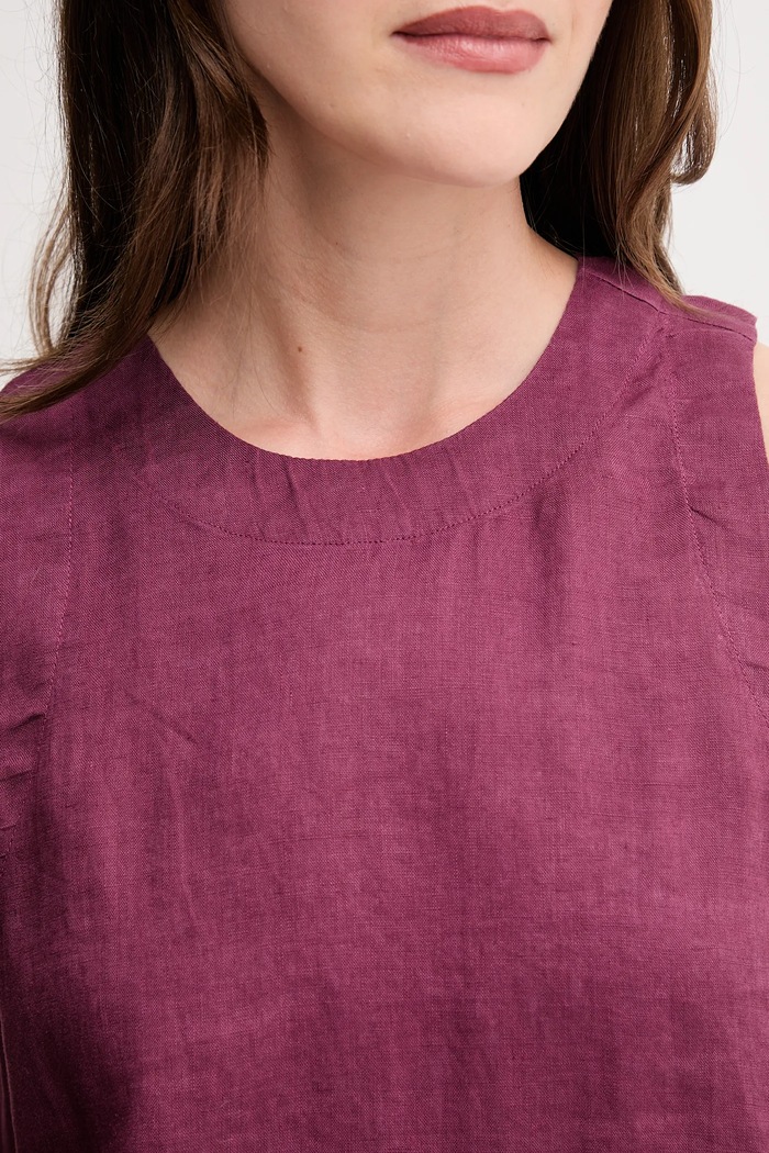 United Colors of Benetton bluzka lniana 5BMLDQ0BU fioletowy