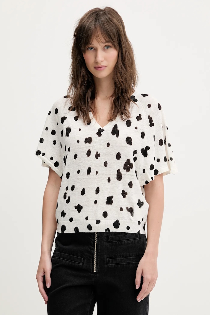 Bimba Y Lola sweter lniany pozostałe beżowy 251BR7271.10141