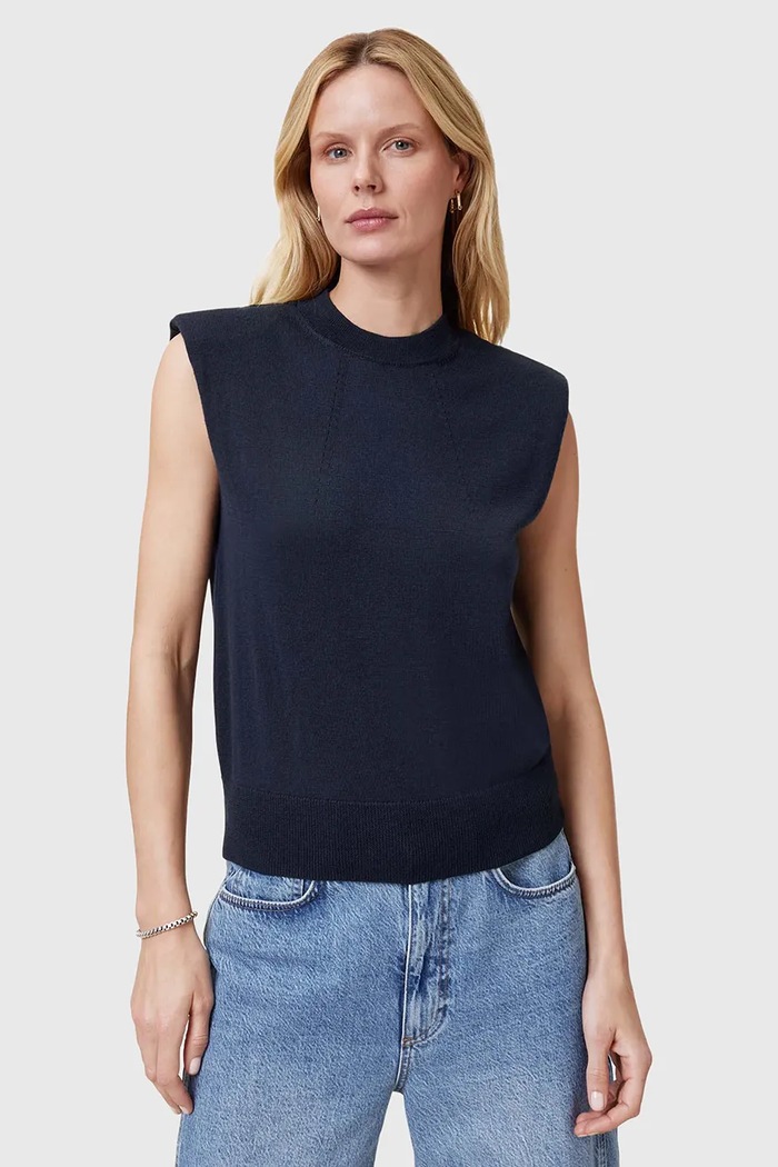 AllSaints top di lana KAYLA semplice blu navy W016KC