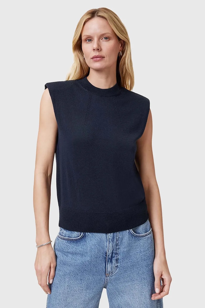 AllSaints top di lana KAYLA semplice blu navy W016KC