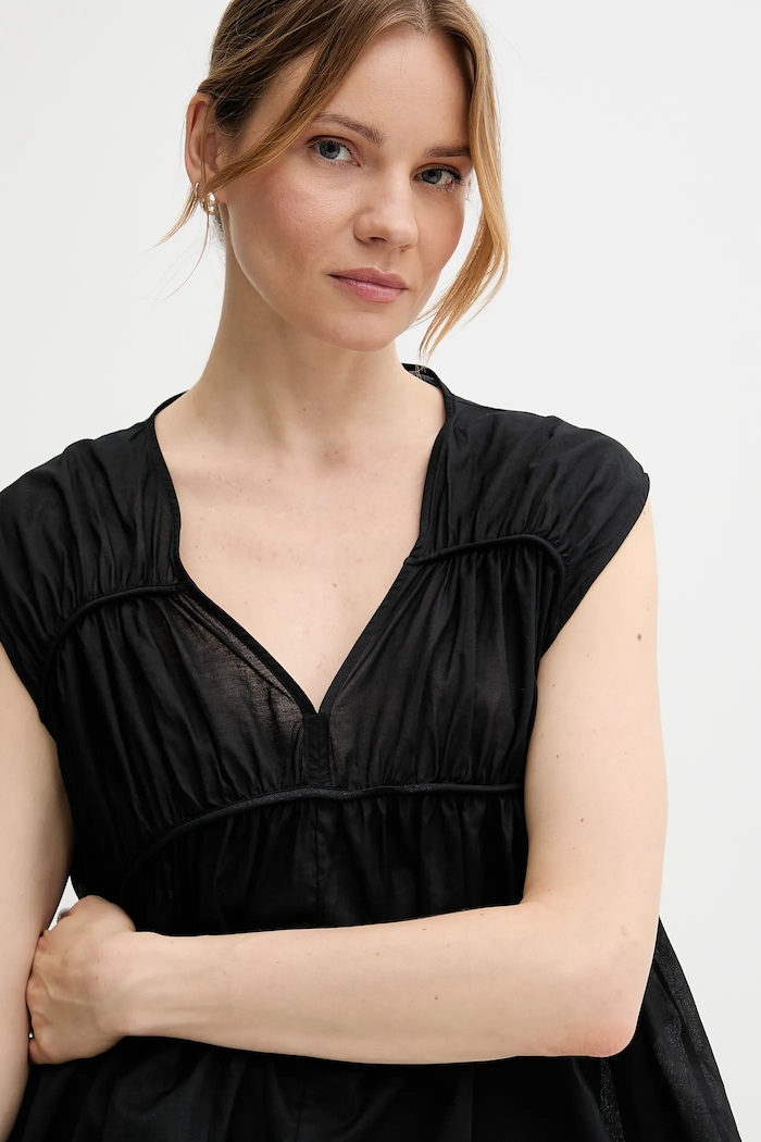 Bluzka bawełniana Sisley 5HO1LQ08X czarny