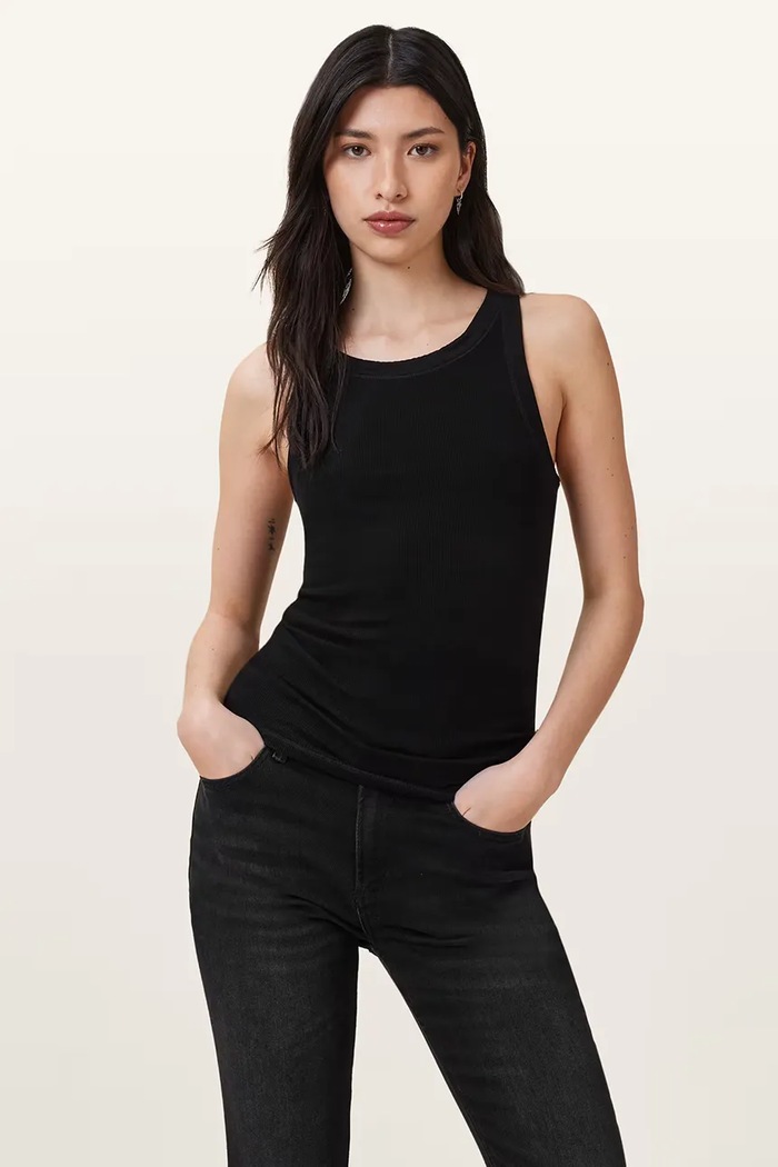 AllSaints top RINA sima fekete W235JB