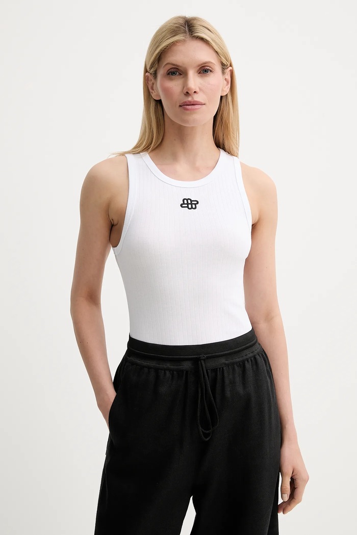 Βαμβακερό τοπ MUNTHE TEZZA slim λευκό 247113124764